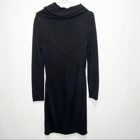 Athleta Merino Wool Camber Cowl Neck A-Line Long Sleeve Dress, BLACK SIZE XS - Picture 3 of 9
